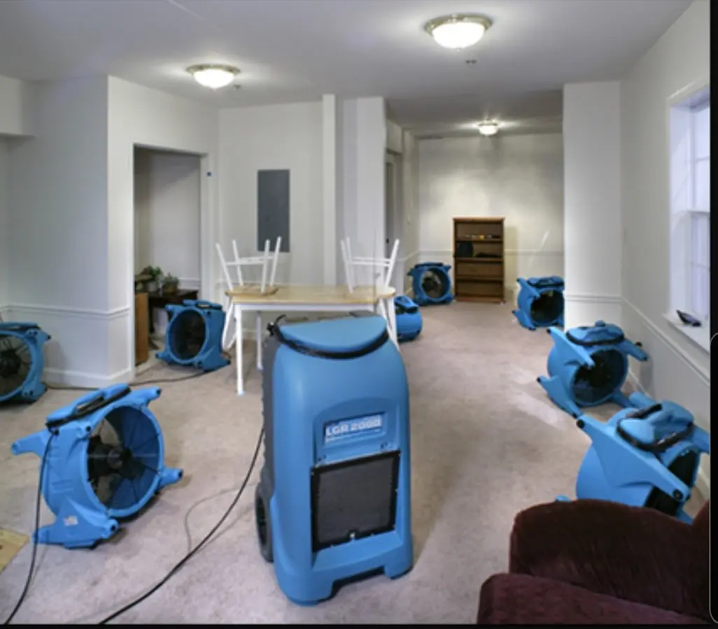 Air movers and dehumidifier setup for Water Extraction & Removal in Merrill